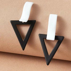 Two Tone Triangle Drop Earrings